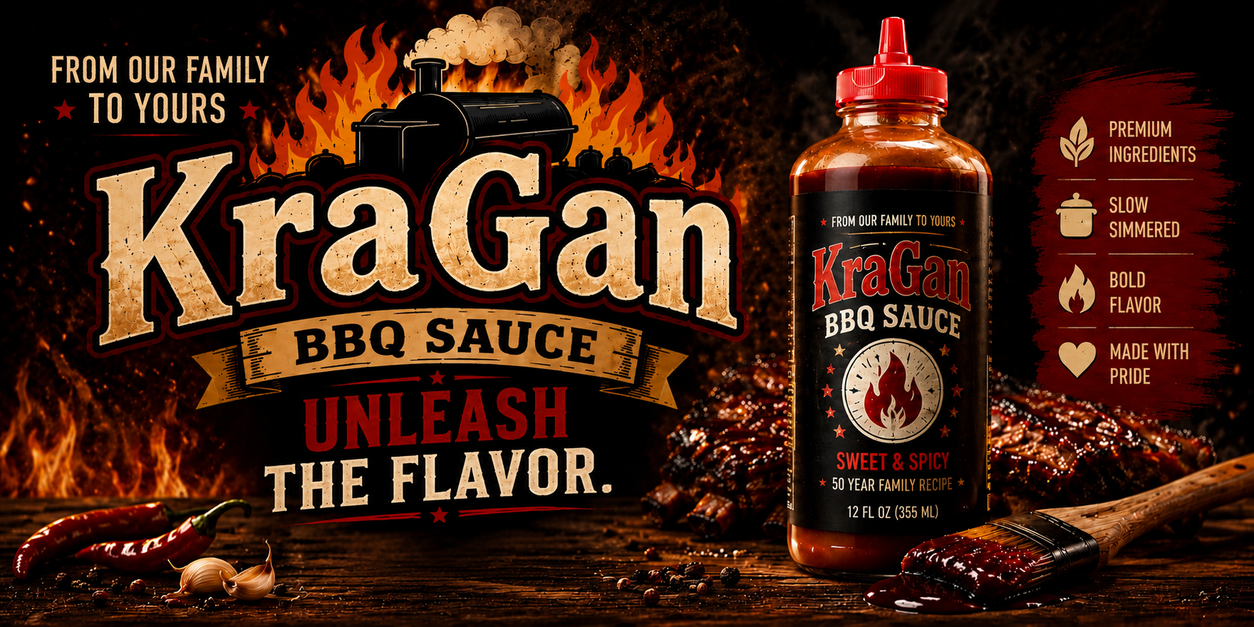 KraGan BBQ Sauce – Sweet & Savory - 1 Pack